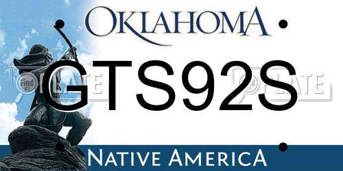 GTS92S Oklahoma License Plate