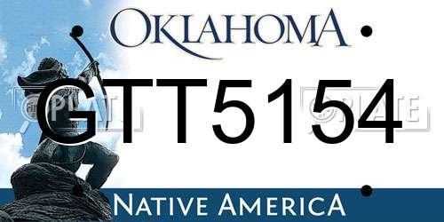 GTT5154 Oklahoma License Plate