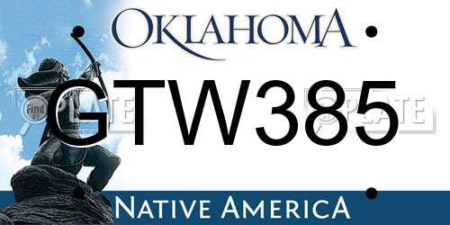 GTW385 Oklahoma License Plate