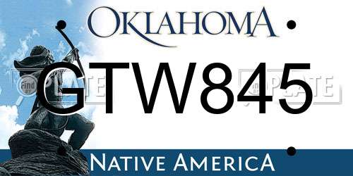 GTW845 Oklahoma License Plate