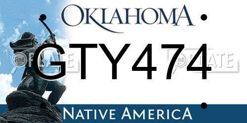 GTY474 Oklahoma License Plate