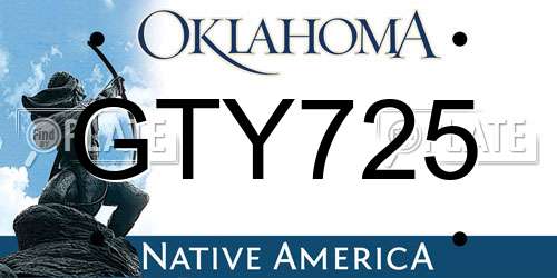 GTY725 Oklahoma License Plate