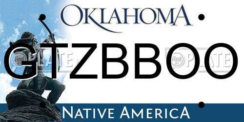 GTZBBOO Oklahoma License Plate