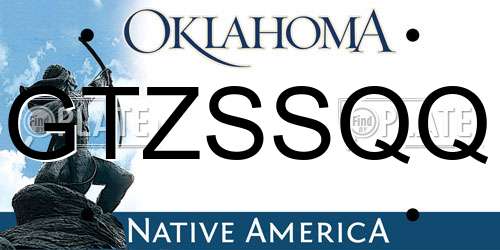 GTZSSQQ Oklahoma License Plate