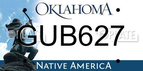 GUB627 Oklahoma License Plate