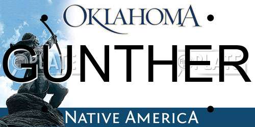 GUNTHER Oklahoma License Plate