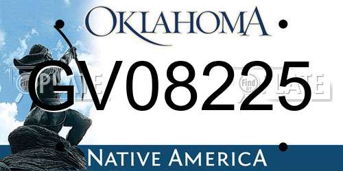 GV08225 Oklahoma License Plate