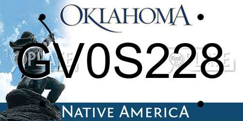GV0S228 Oklahoma License Plate