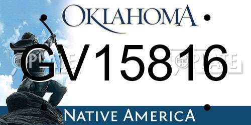 GV15816 Oklahoma License Plate