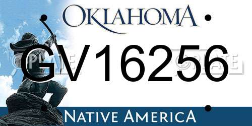 GV16256 Oklahoma License Plate