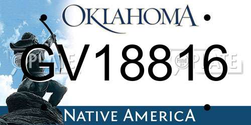 GV18816 Oklahoma License Plate