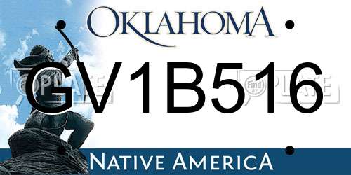 GV1B516 Oklahoma License Plate
