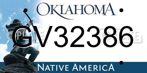 GV32386 Oklahoma License Plate