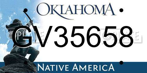 GV35658 Oklahoma License Plate