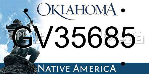 GV35685 Oklahoma License Plate