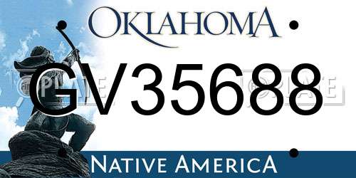 GV35688 Oklahoma License Plate