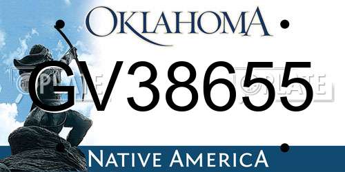 GV38655 Oklahoma License Plate