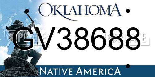 GV38688 Oklahoma License Plate