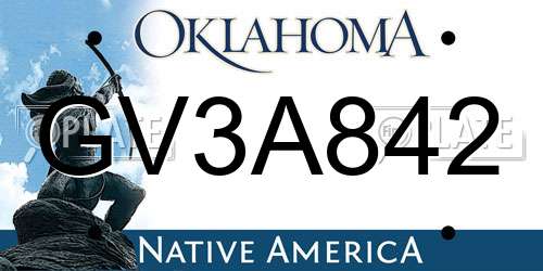 GV3A842 Oklahoma License Plate