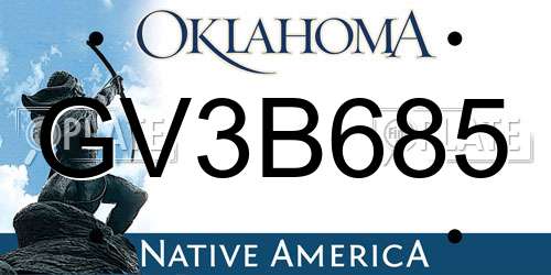 GV3B685 Oklahoma License Plate