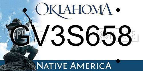 GV3S658 Oklahoma License Plate