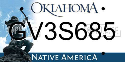 GV3S685 Oklahoma License Plate