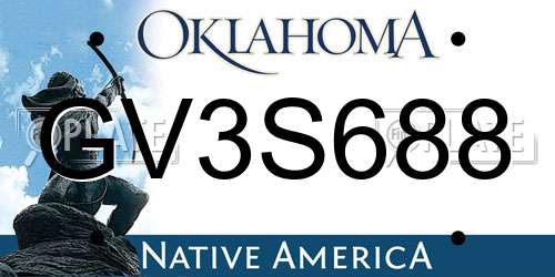 GV3S688 Oklahoma License Plate
