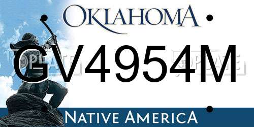 GV4954M Oklahoma License Plate