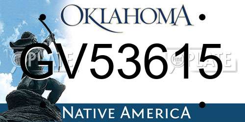 GV53615 Oklahoma License Plate