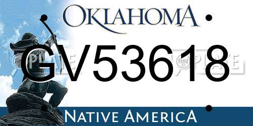 GV53618 Oklahoma License Plate