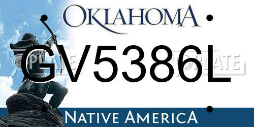 GV5386L Oklahoma License Plate
