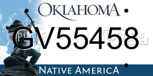 GV55458 Oklahoma License Plate