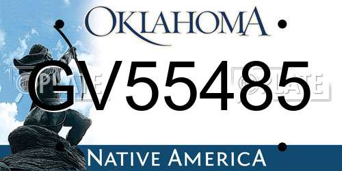 GV55485 Oklahoma License Plate