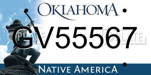 GV55567 Oklahoma License Plate