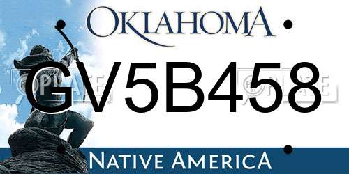 GV5B458 Oklahoma License Plate