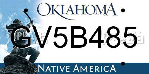 GV5B485 Oklahoma License Plate