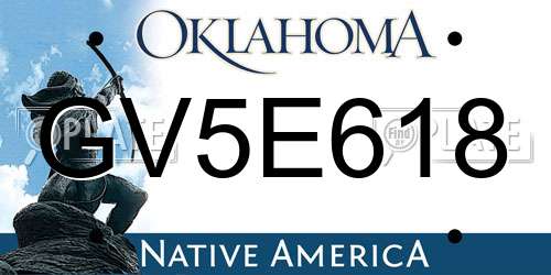 GV5E618 Oklahoma License Plate