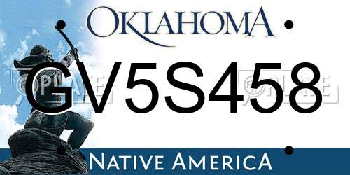 GV5S458 Oklahoma License Plate