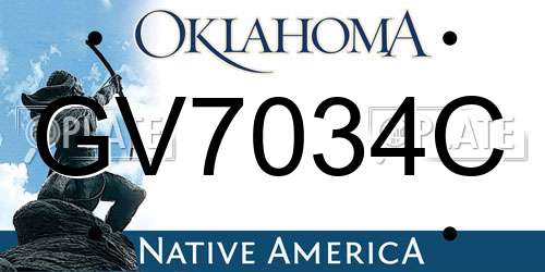 GV7034C Oklahoma License Plate