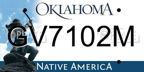 GV7102M Oklahoma License Plate