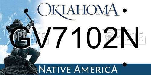 GV7102N Oklahoma License Plate