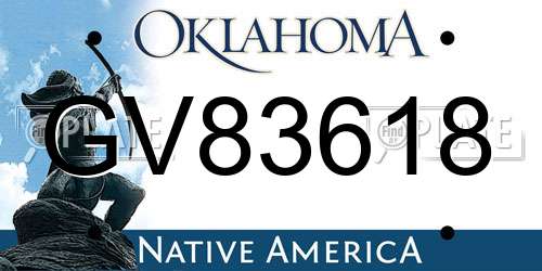 GV83618 Oklahoma License Plate