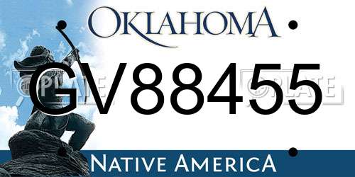 GV88455 Oklahoma License Plate