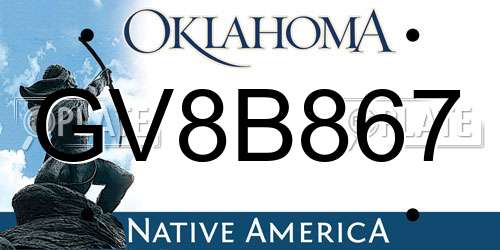 GV8B867 Oklahoma License Plate