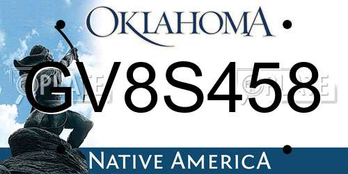 GV8S458 Oklahoma License Plate