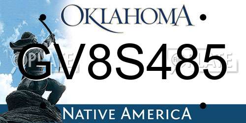 GV8S485 Oklahoma License Plate