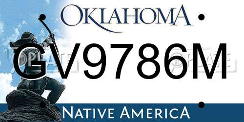 GV9786M Oklahoma License Plate