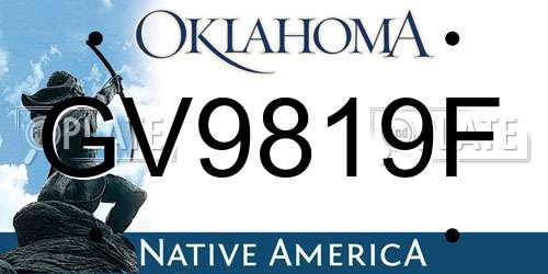 GV9819F Oklahoma License Plate