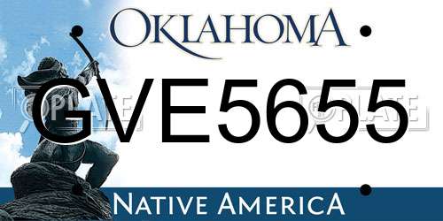 GVE5655 Oklahoma License Plate