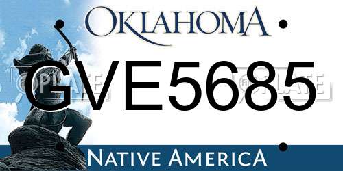 GVE5685 Oklahoma License Plate